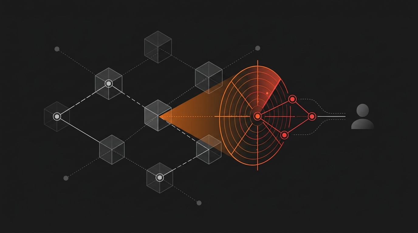 Illustrazione vettoriale della sorveglianza blockchain e del clustering degli indirizzi Bitcoin tramite Chain Analysis